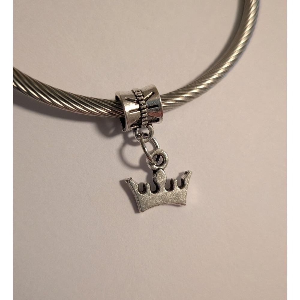 Silver Crown Dangle Charm for European Bracelet Royal Princess Tiara Pendant